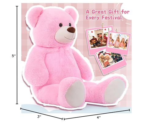 51 inch Big Teddy Bear Cute Giant Stuffed Animals Soft Plush Toy for Girlfriend Kids for Birthday Christmas Valentine's Day