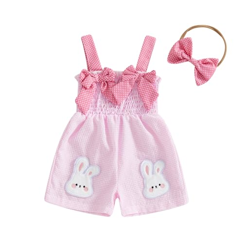 Boho Baby Girl Clothes Summer Toddler Tank Romper Sleeveless Bowknot Ruffle Overalls Jumpsuit Shorts With Headband