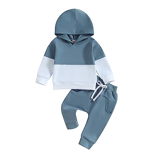 Infant Baby Boy Fall Winter Clothes Outfits Hooded Long Sweatshirt Pants Set Toddler Clothes 6 12 18 24 Months 2T