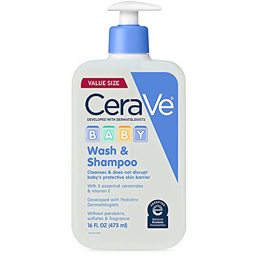 CeraVe Baby Wash & Shampoo, Fragrance, Paraben, & Sulfate Free Shampoo for Tear-Free Baby Bath Time, 8 Ounce