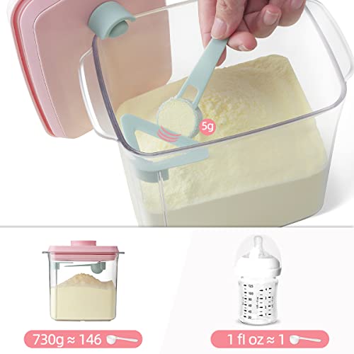 Ankou Formula Container - 1700ml Airtight Formula Dispenser One Button Handy Milk Powder Container BPA-Free Storage Containers with Scoop and Scraper Transparent 730g
