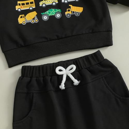 Fernvia Baby Boy Fall Winter Clothes Toddler Kids Solid Outfits Vehicle Long Sleeve Sweatshirt Tops + Joggers Pants Set