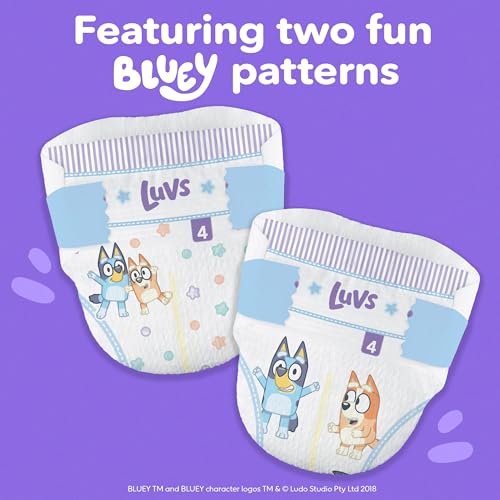 Luvs Size 1 Baby Diapers, Platinum Protection Bluey Diapers for Day & Night, Size 1, 294 Count (Packaging May Vary)