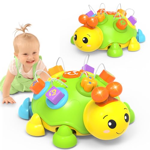 Baby Musical Ladybug Crawling Toys,Baby Toy 6-12 Months with Light-up Music, Early Educational Learning Montessori Toy, Infant Gift Toys for 7 8 9 10 11 Months 1-2 Years Old Newborn Girls (Pink)