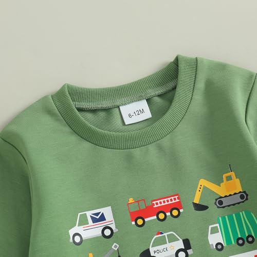 Fernvia Baby Boy Fall Winter Clothes Toddler Kids Solid Outfits Vehicle Long Sleeve Sweatshirt Tops + Joggers Pants Set