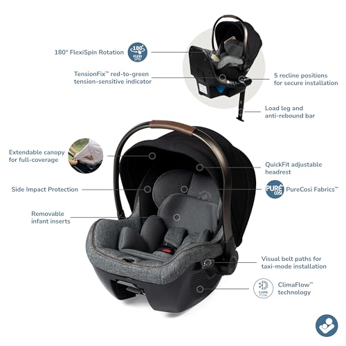 Maxi-Cosi Peri™ 180 Rotating Infant Car Seat, Baby Car Seat Rotating Carseat, Swivel Car Seat, Desert Wonder