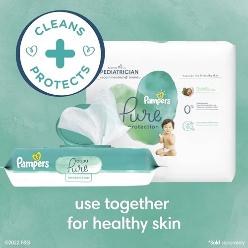 Pampers Baby Wipes Aqua Pure, 99% water-based wipes, Hypoallergenic and Unscented Infant Wipe, 896 Total (16 Flip-Top Packs)
