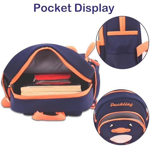 Toddler Backpacks for Boys Girls 2-4 Cute 3D Kids Duck Schoolbag with Baby Leash for Small Preschool Kindergarten Bookbag Cartoon Mini Travel Bags 10inch (Yellow)