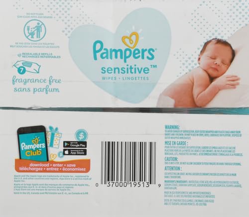 Pampers Baby Wipes Sensitive Perfume Free 7X Refill Packs (Tub Not Included) 448 Count