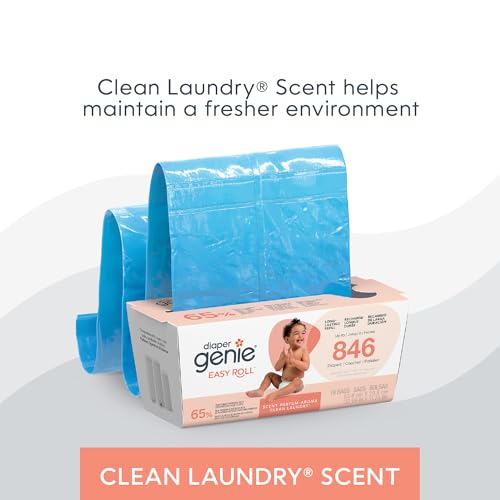 Diaper Genie Easy Roll Refill | 30 Bags Per Refill | Holds Up to 1410 Newborn Diapers | Odor Control | Diaper Pail Refill Bags | Fits Diaper Genie Signature & Platinum Pails