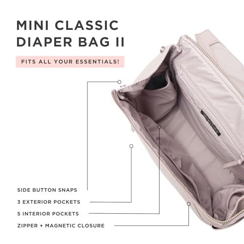 Freshly Picked Mini Classic Diaper Bag Backpack, Vegan Leather Baby Diaper Bag, Backpack Diaper Bag for Women (Aspen)