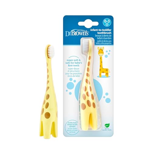 Dr. Brown's Infant-to-Toddler Training Toothbrush, Soft for Baby's First Teeth, Pink Elephant, 0-3 Years (Colors/Styles May Vary)