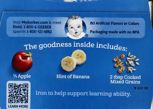 Gerber Nature Fruits Apples Bananas & Cereal, 4 Oz, 2 Ct Tubs