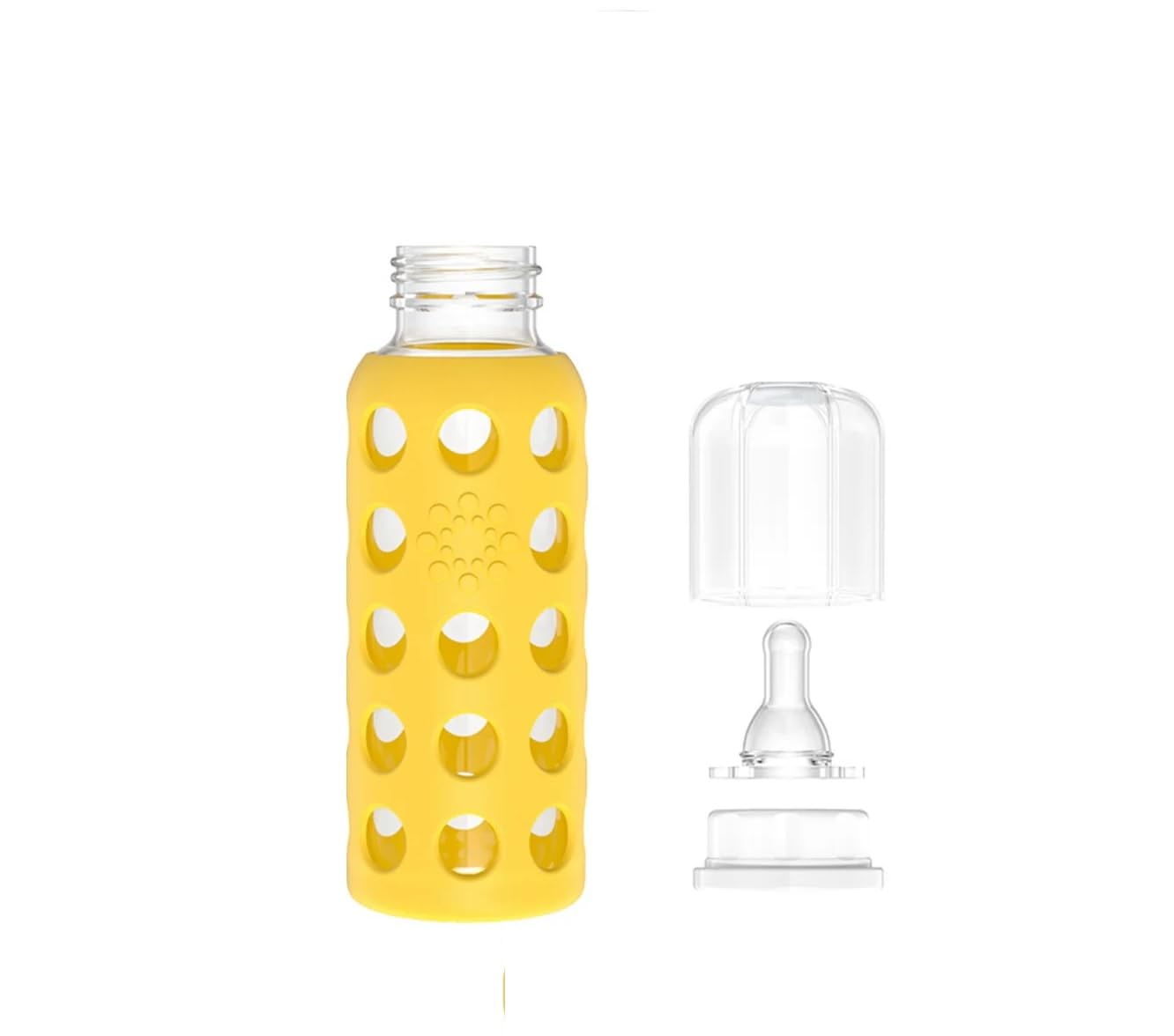 Lifefactory Glass Baby Bottles with Silicone Protection - 2-Pack, 9 oz Bottles, Mango & Papaya