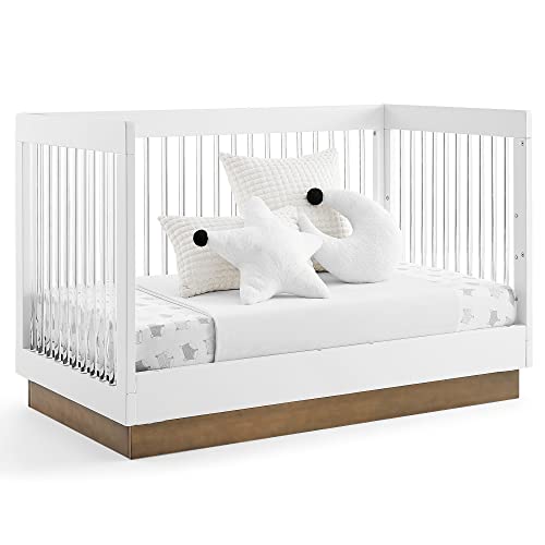 Delta Children James Acrylic 4-in-1 Convertible Crib - Greenguard Gold Certified, Midnight Grey/Acorn