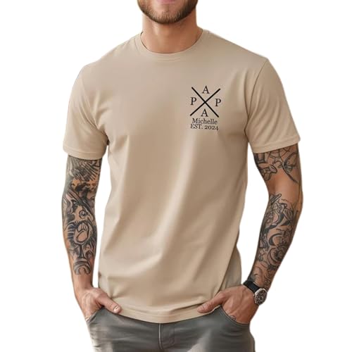 Personalized Fathers Day T-Shirt, Custom Grandpa Grandkids Name Shirt, Papa Shirts, Dad Gifts for Fathers Day and Christmas