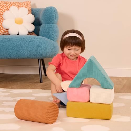 B. Toys Soft Fabric Building Blocks for Toddlers - Educational Alphabet Blocks with Textured Shapes - Stack & Play ABC Blocks for 6 Months+