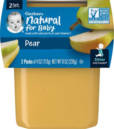 Gerber Baby Food Pear, 4 Oz, 2 Ct Tubs