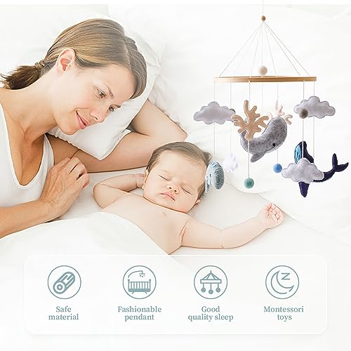 EERKEOD Baby Crib Mobile Bear Nursery Mobile for Boys Girls Teddy Velvet Mobile Nursery Decor for Infant Bedroom Hanging Baby Mobile for Bassinet Newborn Baby Gift(Brown Bear)
