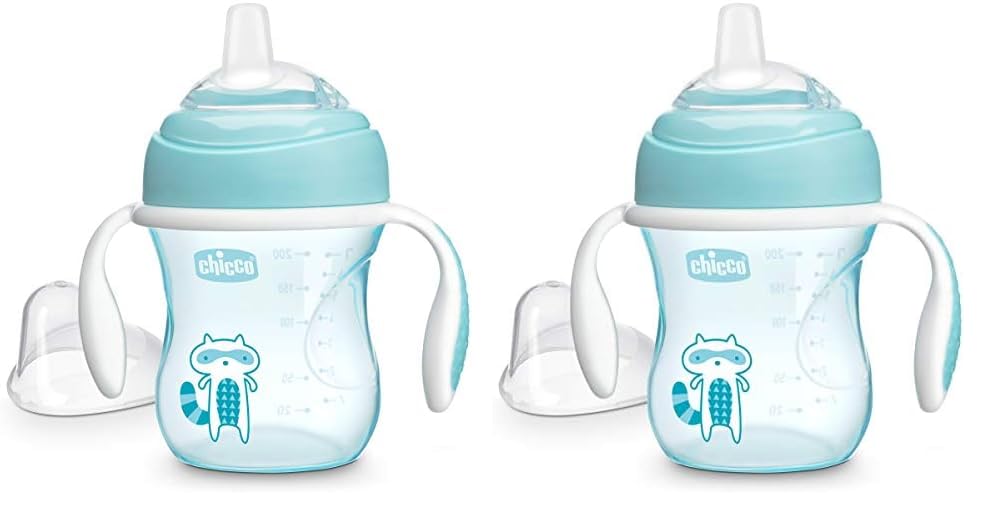Chicco Transition Sippy Cup with Silicone Spout and Spill-Free Lid 7oz.| Calibration Markings | Removable Handles | Top-Rack Dishwasher Safe | Easy to Hold with Ergonomic Indents | Pink| 4+ Months
