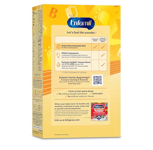 Enfamil NeuroPro Baby Formula, MFGM* 5-Year Benefit, Expert-Recommended Brain-Building Omega-3 DHA, Exclusive Immune Supporting HuMO6 Blend, Infant Formula Powder, Baby Milk, 36.4 Oz (Pack of 4)