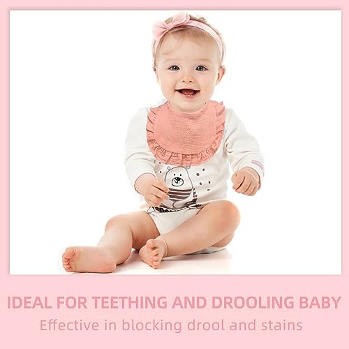 6 Pack Muslin Baby Bibs for Baby Girls, Muslin Bibs Drool Bandana Bibs (Sweet Pink)