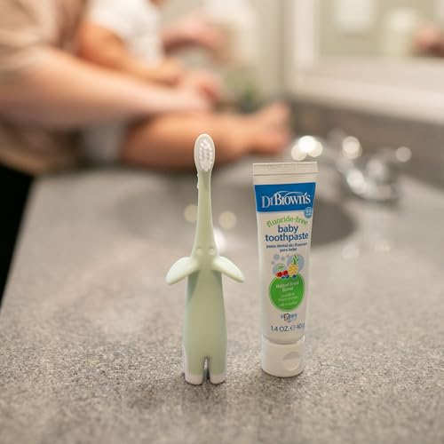 Dr. Brown's Infant-to-Toddler Training Toothbrush, Soft for Baby's First Teeth, Pink Elephant, 0-3 Years (Colors/Styles May Vary)