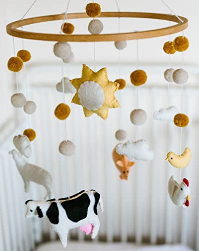 Baby Crib Mobile (Felt Rose) - Baby Shower Gift Nursery Decorations - Handmade Floral Decor for Girls