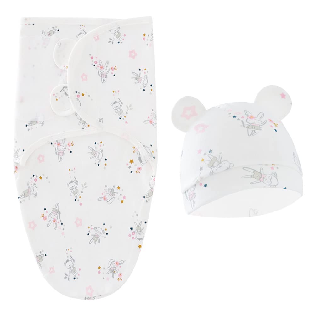 Baby Swaddle Sleep Sack with Hat Set for 0-3 months 3-Pack Soft Cotton Newborn Wearable Swaddle Wrap for Girls Boys