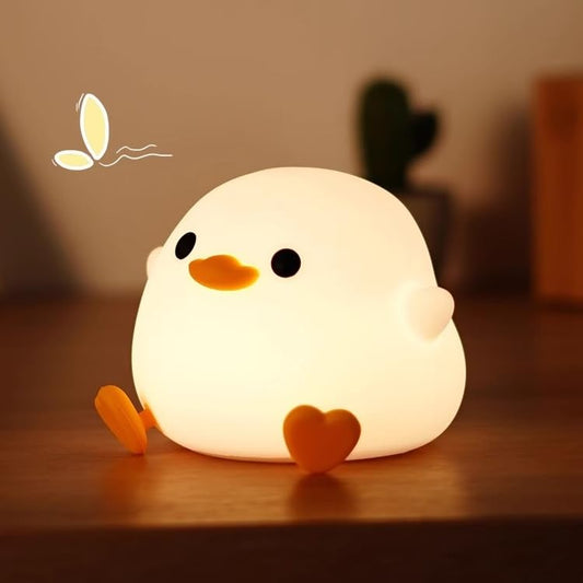 DuDu Duck Night Light, Cute Duck Lamp, Squishy Silicone Nightlight for Bedrooms with 30 Minutes Timer, Rechargeable Bedside Lamp with Touch Control for Bedrooms, Living Room