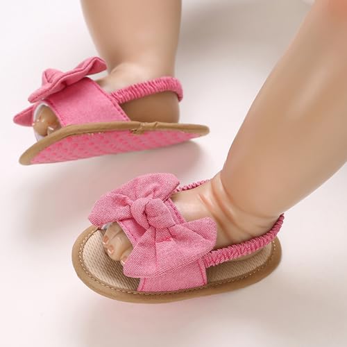 Baby Girls Bow Knot Sandals Flat Non-Slip Patchwork Princess Shoes Infant First Walking Slipper Shoes Beach Sandals
