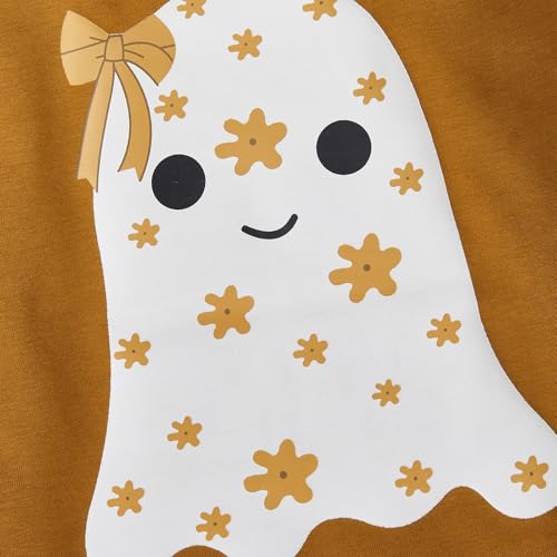 Newborn Boy Girl Halloween Outfit Flower Ghost Print Bodysuit Bow Sweatshirt Romper Halloween Clothes