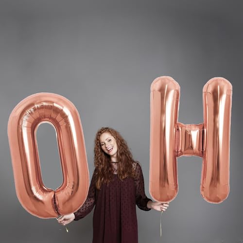 40 Inch Oh Baby Balloon, Shower Decorations, Large Sign for Backdrop, Shiny Banner for Gender Reveal Party Supplies (Gold)