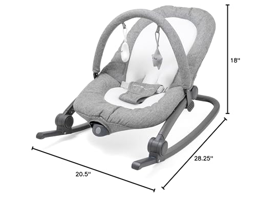 Baby Delight Aura Deluxe | Portable Baby Bouncer for Infants | Baby Rocker | Quilted Charcoal Tweed