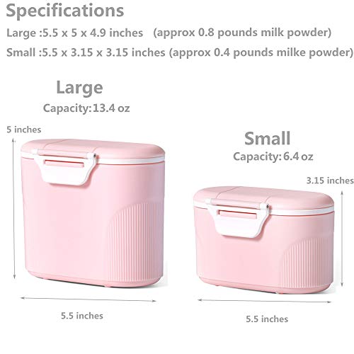Travel Infant Formula Dispenser Box with Scoop, Portable Baby Dry Milk Powder Food Container with Spoon Airtight Storage Easy go Parents Choice Sealed Flour Case,Pink