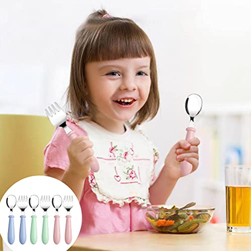 Toddler Utensils, Toddler Forks and Spoons,Stainless Steel Baby Utensils Baby Silverware Set with Storage Box for Safe Dining (3 Set with Case)