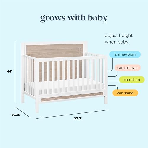 Carter's by DaVinci Radley 4-in-1 Convertible Crib in White & Coastwood, Greenguard Gold Certified