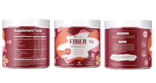 Migcopat Gomitas de fibra con probióticos, 0.35 onzas de fibra por porción, sin azúcar añadido, con mezcla de probióticos de 10 mil millones de UFC, vinagre de sidra de manzana, vitamina C, inulina,
