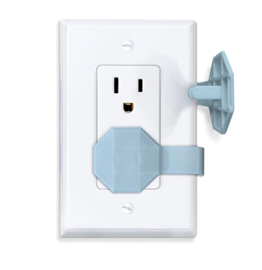 Socket Sitter: Always Connected, Never Lost! No Choking Hazard! Child Safety Cover, Electrical Outlet Cover, Plug Protector, Socket Protector (Pack of 6, Covers 12 outlets) (Blissful Blue)