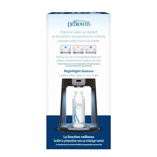 Dr. Brown's Insta-Prep Warm Water Dispenser to Instantly Prepare Baby’s Formula Bottle,Large Capacity Glass Tank with 3 Temperature Settings,Black