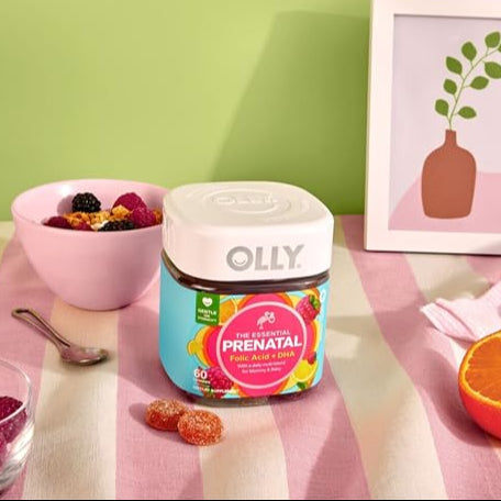 OLLY Prenatal Multivitamin Gummy, Supports Healthy Growth and Brain Development, Folic Acid, Vitamin D, Omega 3 DHA, Chewable Supplement, Citrus Berry Flavor, 30 Day Supply - 60 Count