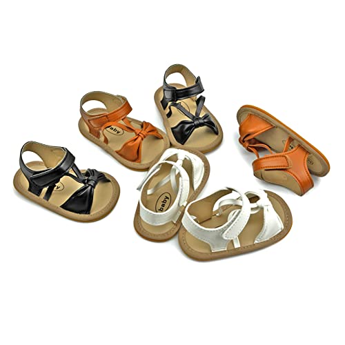 GAISUMMI Baby Girls Sandals Summer Bowknot Infant Crib Shoes Toddler Pu Leather Soft Rubber Sole First Walkers