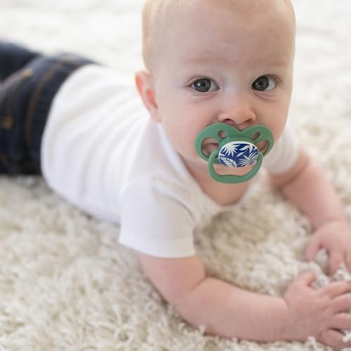 Dr. Brown's Advantage Glow-in-the-Dark Baby Pacifier, Fully Symmetrical Soother with Soft Silicone Bulb, Scooter Squirrel-Purple Nature, 6-18m, BPA Free, 4 Pack