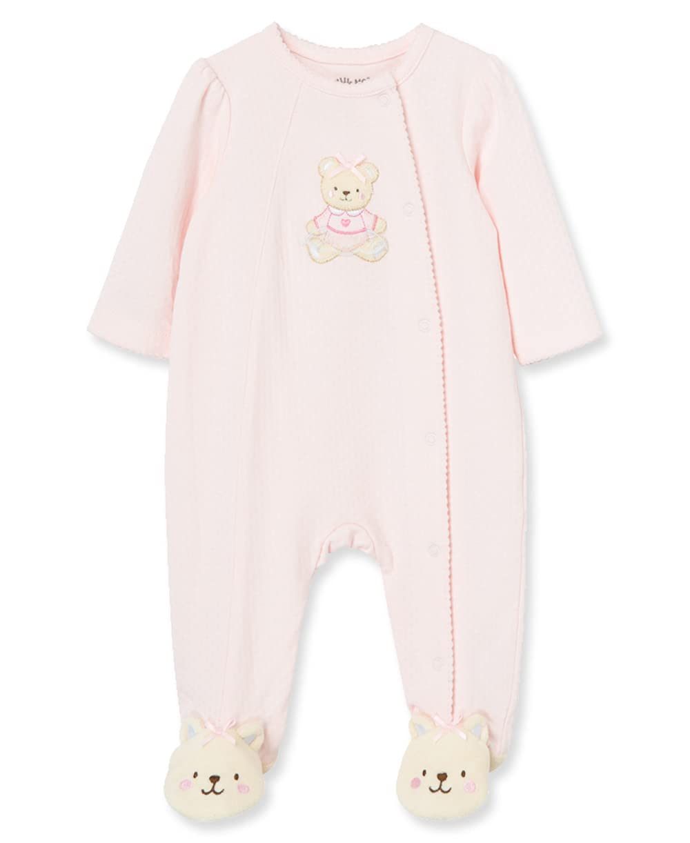 Little Me Clothes for Baby Girls' 100% Cotton Scratch-Free Tag Footie Sleeper, Preemie to 9 Months