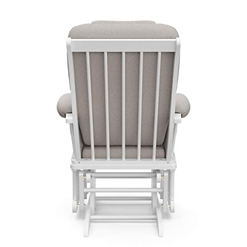 Storkcraft Tuscany Custom Glider and Ottoman with Free Lumbar Pillow (White/Slate Gray Swirl) - Cleanable Upholstered Comfort Rocking Nursery Chair with Ottoman