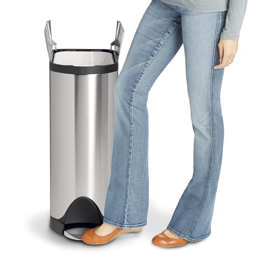 simplehuman Diaper Can with Odorsorb System (Odorsorb Pods and Odorsorb Liners), 18 Liter/ 4.8 Gallon, White Stainless Steel