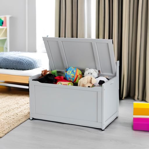 Melissa & Doug Wooden Toy Chest - White Furniture for Playroom - Kids Toy Box, Wooden Storage Organizer, Children's Furniture