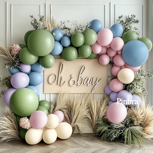 Dusty Blue Tan Balloon Garland Double Stuffed Slate Pastel Blue Brown Nude White Sand Latex Balloons Arch Kit for Neutral Baby Shower Birthday Bridal Wedding Bear Theme Party Decorations