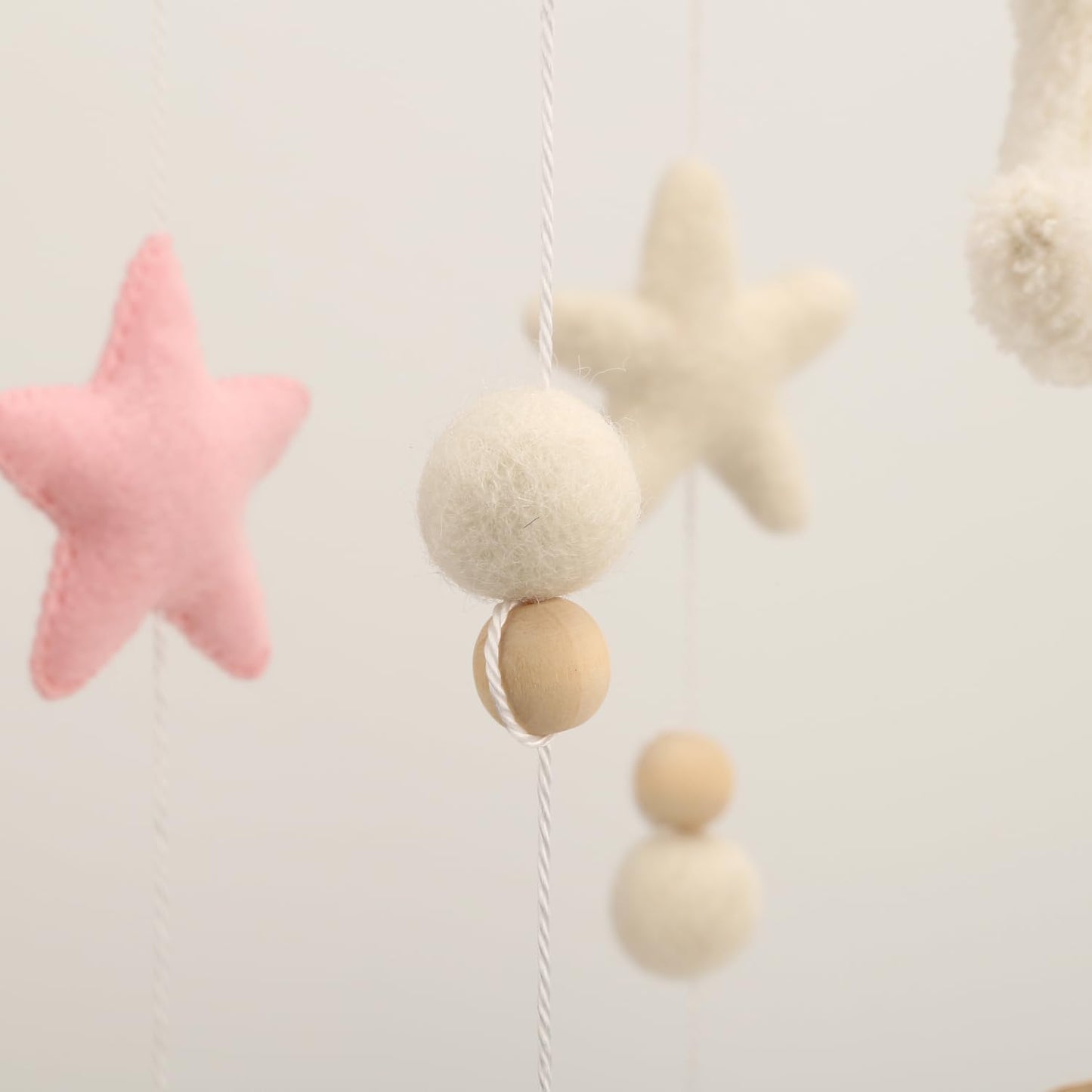 Cloud Mobile for Crib - A Handmade Cloud Crib Mobile with Moon and Pink Stars