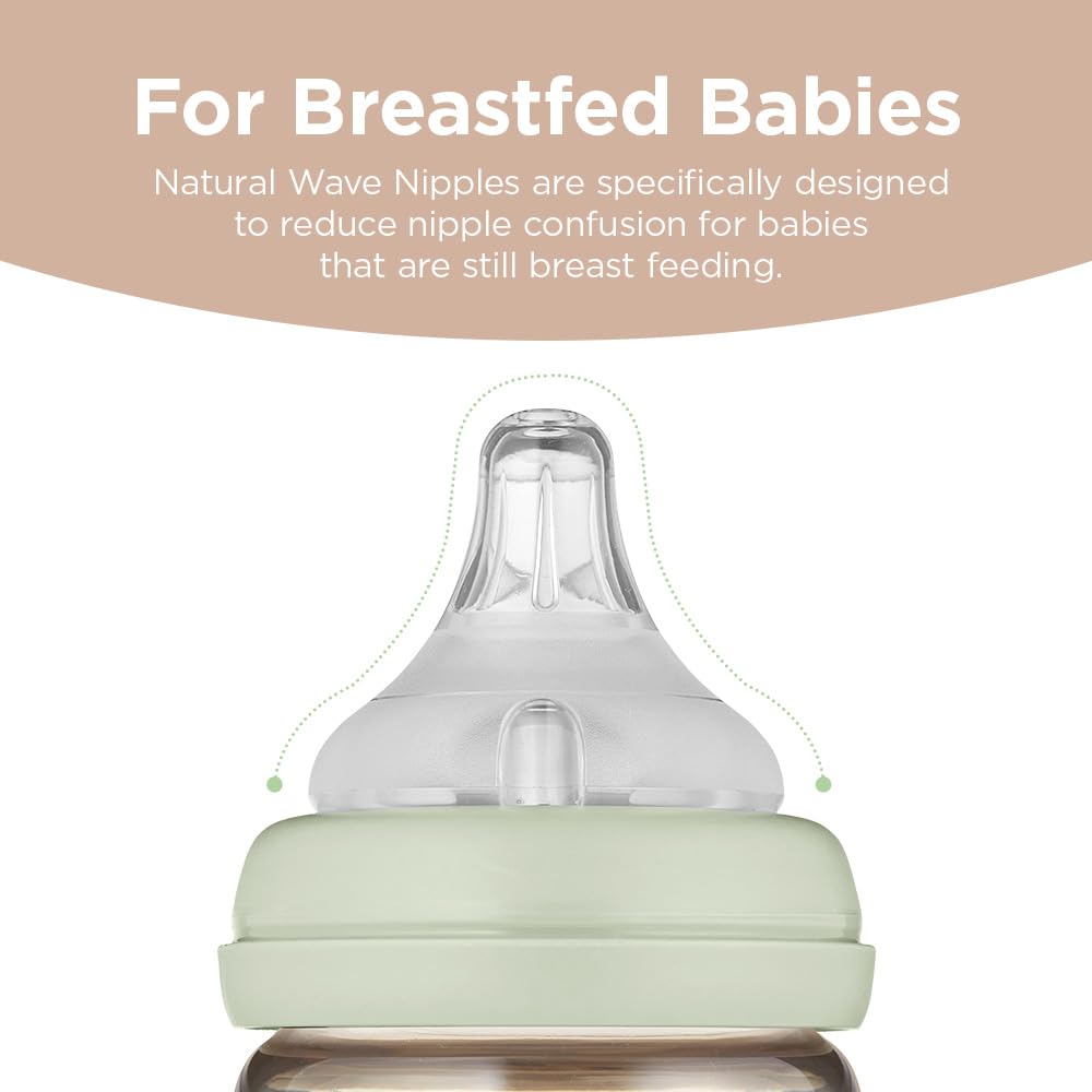 Anti-Colic All in One Baby Bottle Double Set for 0-6M PPSU Breastfeeding, Wide-Neck Non-Tip Stable Base, Easy to Clean Natural 170ml, 6oz, Stage 1 (Slow Flow)